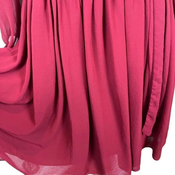 Slate & Willow Rose Illusion Dress Chiffon Lined Elastic Waist Red Womens Size 0 - Picture 5 of 14